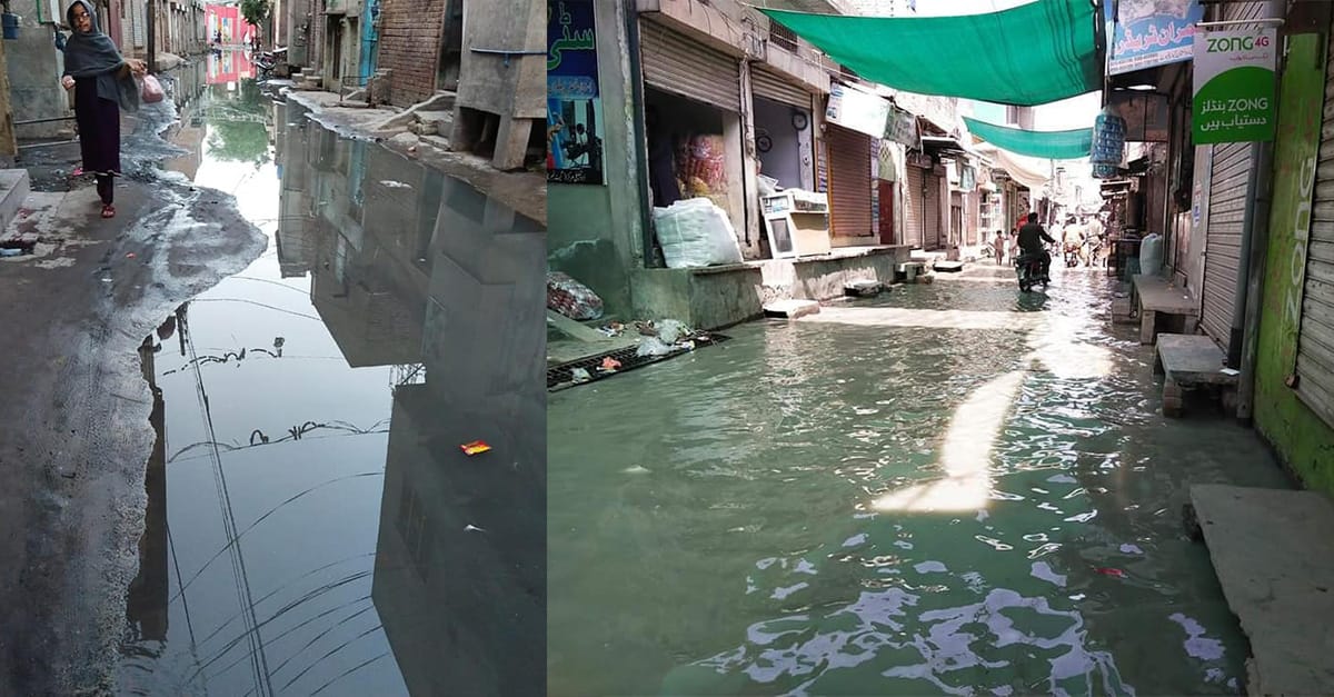 چنیوٹ کے مختلف علاقوں میں سیوریج کاگندہ پانی گلی محلوں اور شاہرات سیلاب کامنظر پیش کرنے لگی