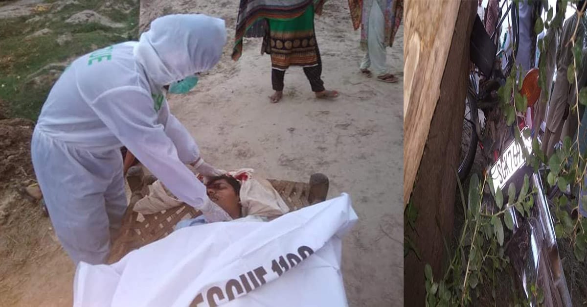 تیز رفتار موٹر سائیکل درخت کے ساتھ ٹکرا گیا