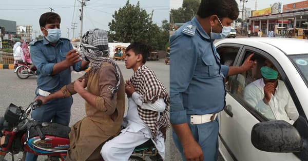 لالیاں میں سرکل انچارج امان الله اور انکی ٹیم نے گاڑیاں روک کو ڈرائیوروں اور سواریوں میں ماسک تقسیم کئے