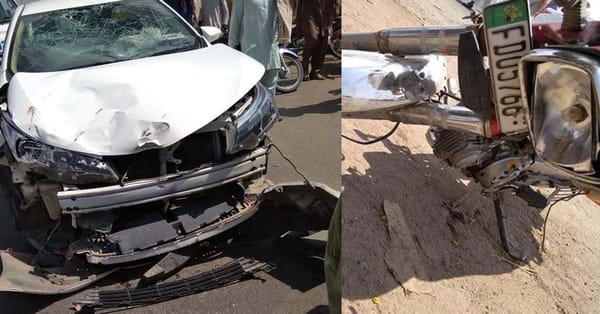 چنیوٹ کار کی موٹر سائیکل کو ٹکر، میاں بیوی جاں بحق